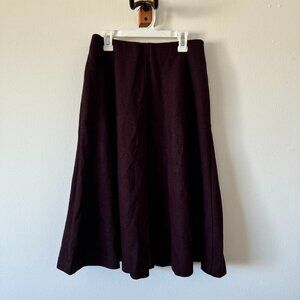Uniqlo Wool Flared Midi Skirt Burgundy